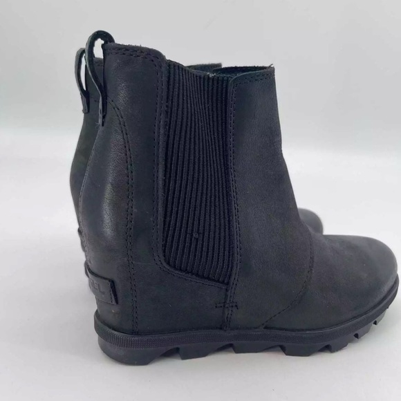 Sorel Joan of Arctic Platform Wedge II Chelsea Boots Bootie, Black Leather SZ 10 - Picture 5 of 7